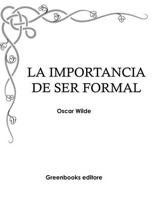 cover image of La importancia de ser formal